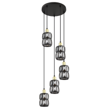 GLOBO WOLLI FÜGGESZTÉK 5XE14 40W, FÉM/FEKETE-RÉZ/FÜST SZÍNŰ ÜVEG, 30X120CM, IP20 világítás
