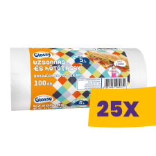 GLOSSY hűtő és uzsonnás tasak 5L 100db/tek (Karton - 25 tekercs) papírárú, csomagoló és tárolóeszköz
