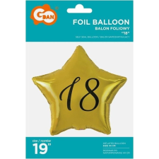 Godan Arany Happy Birthday 18 Gold csillag fólia lufi 48 cm (516091) party kellék