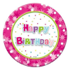 Godan Boldog születésnapot! feliratú papírtányér - pink, 6 db-os