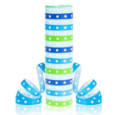 Godan Csíkos és pöttyös szerpentin, kék-zöld - 18 x 4 m party kellék