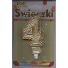 Godan Csillámos Számgyertya - 4-es, Arany (GODA1921) party kellék