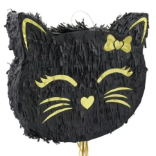 Godan Fekete cicafej alakú pinata - 35 cm party kellék