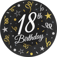 Godan Happy Birthday 18 B&C papírtányér 6 darabos 18 cm (544710) party kellék