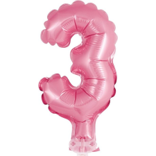 Godan Szám Fólia Lufi Tortára - 13 cm, 3-as, Rózsaszín (GODA1968) party kellék