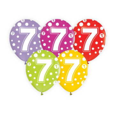 Godan Színes, pöttyös számos lufi 5 darabos szett - 7 (GZ-CYF7) (GZ-CYF7) party kellék