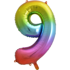 Godan Szivárvány 9-es Szám Fólia Lufi - 85 cm (GODA2048) party kellék