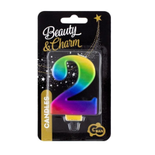 Godan Szivárvány színű születésnapi gyertya, 8 cm - 2 party kellék