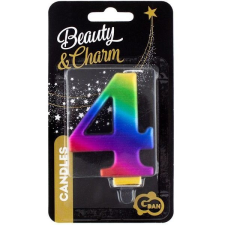 Godan Szivárvány színű születésnapi gyertya, 8 cm - 4 party kellék