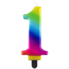 Godan Szivárvány színű születésnapi számgyertya, 8 cm - 1 party kellék