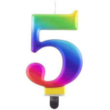 Godan Szivárvány színű születésnapi számgyertya, 8 cm - 5 party kellék