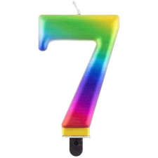 Godan Szivárvány színű születésnapi számgyertya, 8 cm - 7 party kellék