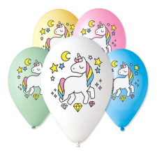 Godan Unikornis mintás 5 darabos lufi - 30 cm (GS110/P661) (GS110/P661) party kellék
