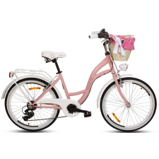 GOETZE Style Női kerékpár 6 fokozat 24″ kerék 125-165 cm magassag, Rózsaszín/Fehér city kerékpár
