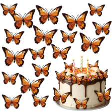 Gofri narancs pillangó torta ehető dekoráció 23 db party kellék