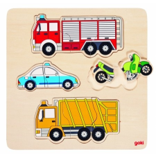Goki Fa kirakó kiemelkedő figurákkal, járművek puzzle, kirakós