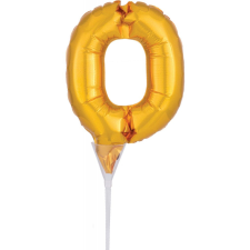 Gold, Arany 0-ás szám fólia lufi tortára 15 cm party kellék