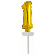Gold, Arany 1-es szám fólia lufi tortára 13 cm party kellék