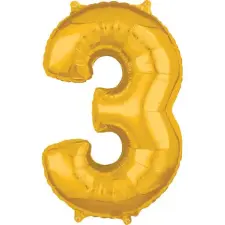  Gold, Arany 3-as szám fólia lufi 66*43 cm party kellék