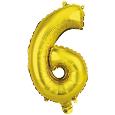  Gold, Arany 6-os szám fólia lufi 45 cm party kellék