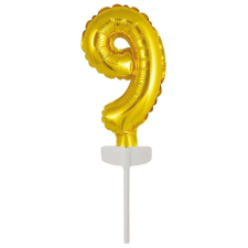 Gold, Arany 9-es szám fólia lufi tortára 13 cm party kellék