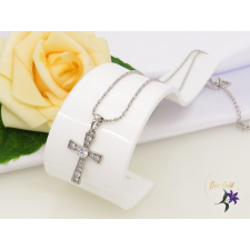  Gold filled központi kővel kereszt medálos nyaklánc -rodium nyaklánc