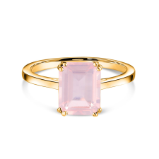  Golden Rectangle Rose Quartz Elegance ezüst gyűrű 8 gyűrű