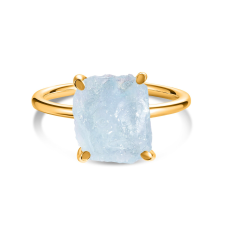  Golden Simple Stone Aquamarine ezüst gyűrű 9 gyűrű