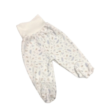 Gólyahír Pamut Pocaknadrág - Fehér/Kék/Bézs Apró Mintás 80 babanadrág