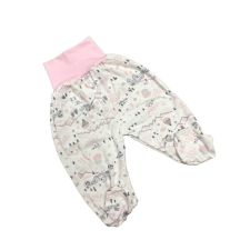 Gólyahír Pamut Pocaknadrág - Fehér/Rózsaszín Házikós 74 babanadrág