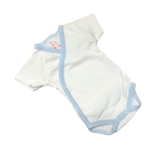 Gólyahír Réklis Rövid Ujjú Body - Fehér/Kék Szegéllyel - 68 kombidressz, body