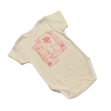 Gólyahír Rövid Ujjú Body Nyomott Mintás - Krém Virágos - 68 kombidressz, body