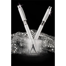 Golyóstoll, Crystals from SWAROVSKI®, fehér, középen fehér kristályokkal töltve 14cm (TSWGK201) toll