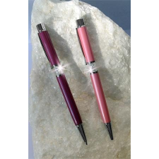  Golyóstoll, Crystals from SWAROVSKI®, rózsaszín, középen fehér kristályokkal töltve 14cm toll