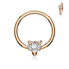 Golyózáras karika szív alakú kővel (rosegold színű, crystal kővel) testékszer