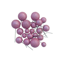  Gömb alakú, mályva színű tortadísz,beszúró 20db/csomag party kellék