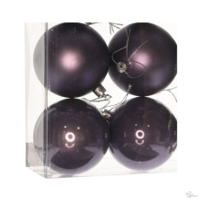  Gömb dobozban, mûanyag, 10 cm, lila, 3 féle, S/4 dekorációs kellék