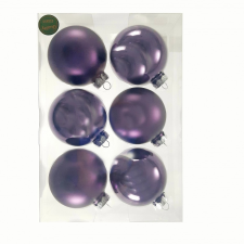  Gömb üveg 8cm lila fényes/matt S/6 karácsonyfadísz