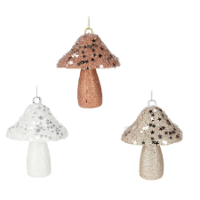  Gomba akasztós glitteres textil 10cm dekorációs kellék