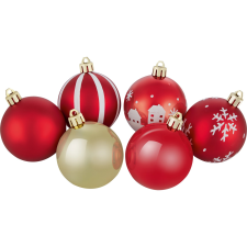  Gömbdísz 6 cm átmérő műanyag piros zöld 12 darabos karácsonyfadísz