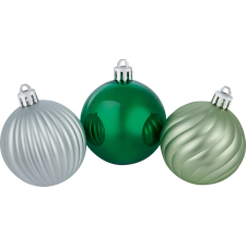  Gömbdísz 6 cm átmérő műanyag zöld ezüst 40 db karácsonyfadísz