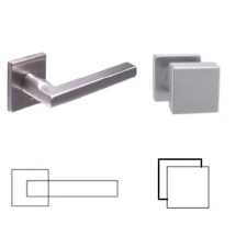 Gomboss/Perfekto Ella Négyzetrozettás Rozsdamentes Inox BB Asszimetrikus Gomb/Kilincs zár és alkatrészei
