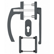 Gomboss/Perfekto Erkélyajtókilincs Antracit + PZ oválrozetta zár és alkatrészei