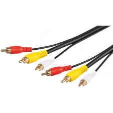 Goobay 3-3 RCA dugóval szerelt kábel aranyozott 10 m (50310) (50310) kábel és adapter