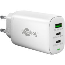Goobay 65408 PD GaN USB-A / 2x USB-C Hálózati töltő - Fehér (65W) (65408) mobiltelefon kellék