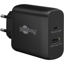 Goobay 65411 1x USB Type-C / 1x USB Type-A Hálózati töltő - Fekete (45W) mobiltelefon kellék