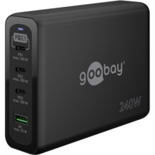 Goobay 65885 USB-A / 3xUSB-C Hálózati Gyorstöltő Adapter 240W - Fekete ( ) mobiltelefon kellék