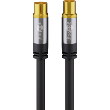 Goobay 70378 Premium Koax antenna kábel 4x árnyékolással 3.0m - Fekete kábel és adapter