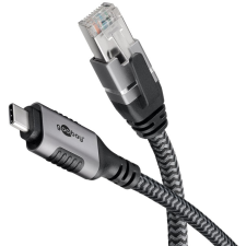 Goobay 70697 USB Type-C apa - RJ45 apa Adatkábel - Fekete/Szürke (1.5m) kábel és adapter