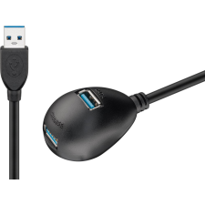 Goobay 95918 USB-A apa - 2 x USB-A anya 3.0 Hosszabbító kábel - Fekete (1.5m) kábel és adapter
